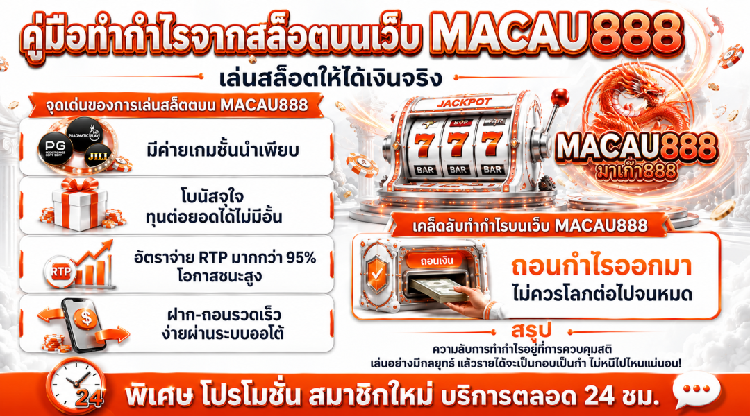 คู่มือทำกำไรจากสล็อตบนเว็บ Macau888 เล่นสล็อตให้ได้เงินจริง