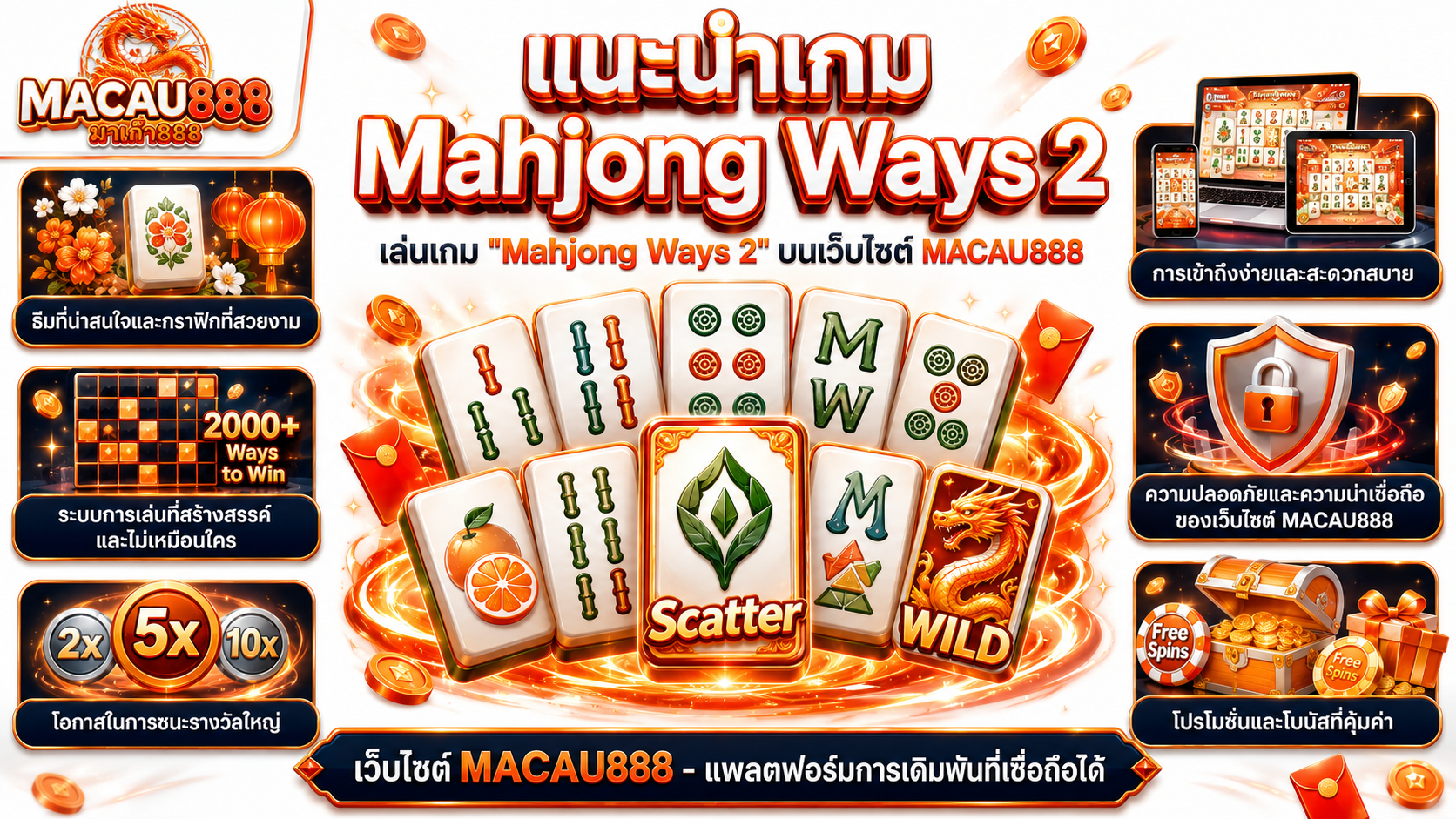 แนะนำเกม Mahjong Ways 2 เล่นเกมส์ "Mahjong Ways 2" บนเว็บไซต์ Macau888