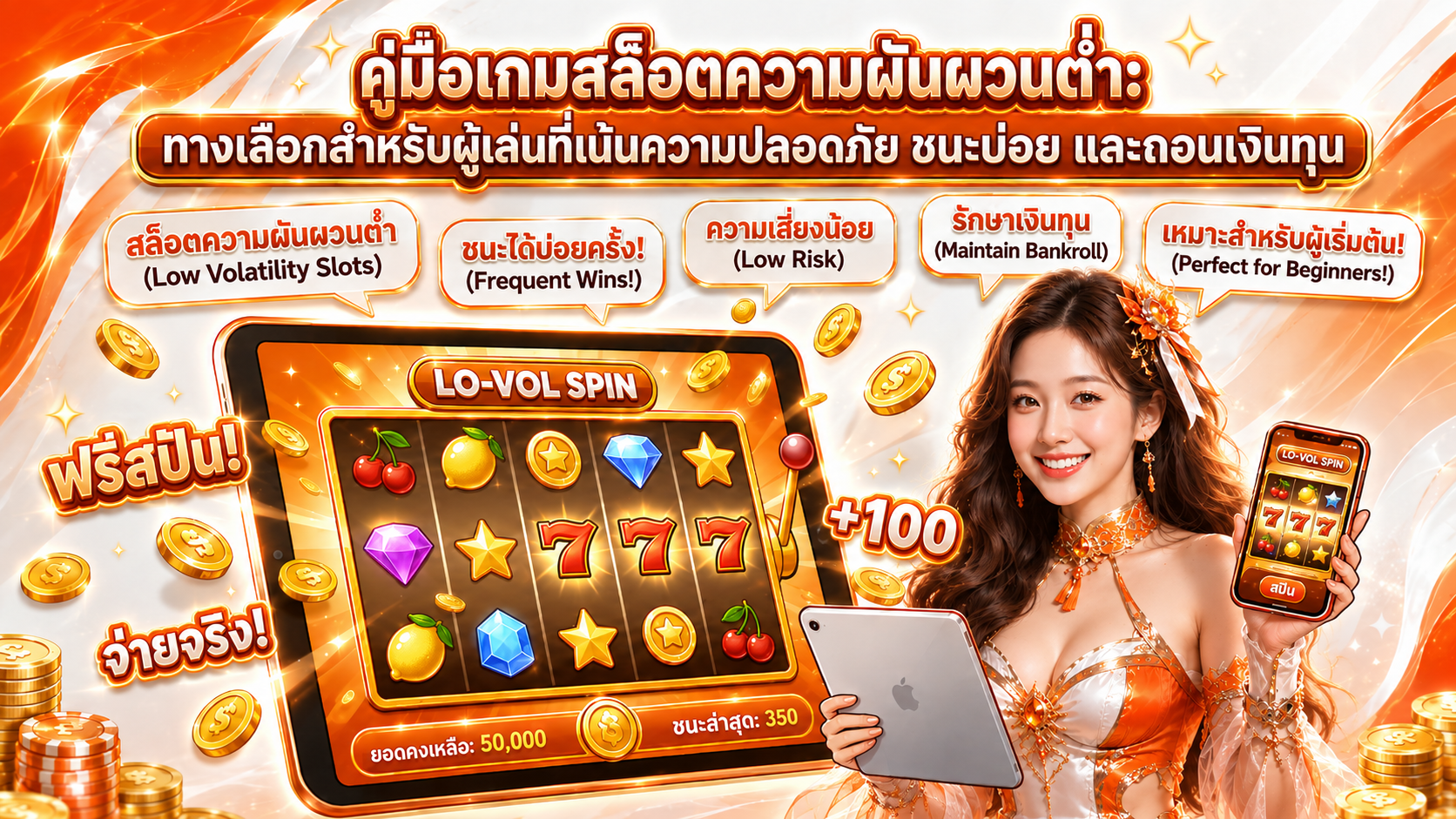 เกมสล็อตความผันผวนต่ำ (Low Volatility) คืออะไร? พร้อมแนะนำ 5 เกมทำเงินง่าย