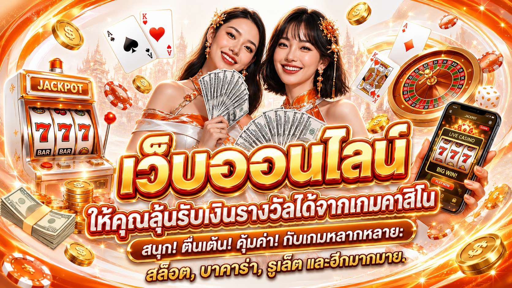 เว็บออนไลน์ คาสิโนเว็บตรง รวมเกมสล็อตและคาสิโนสด ถอนเงินจริงได้ทุกวัน
