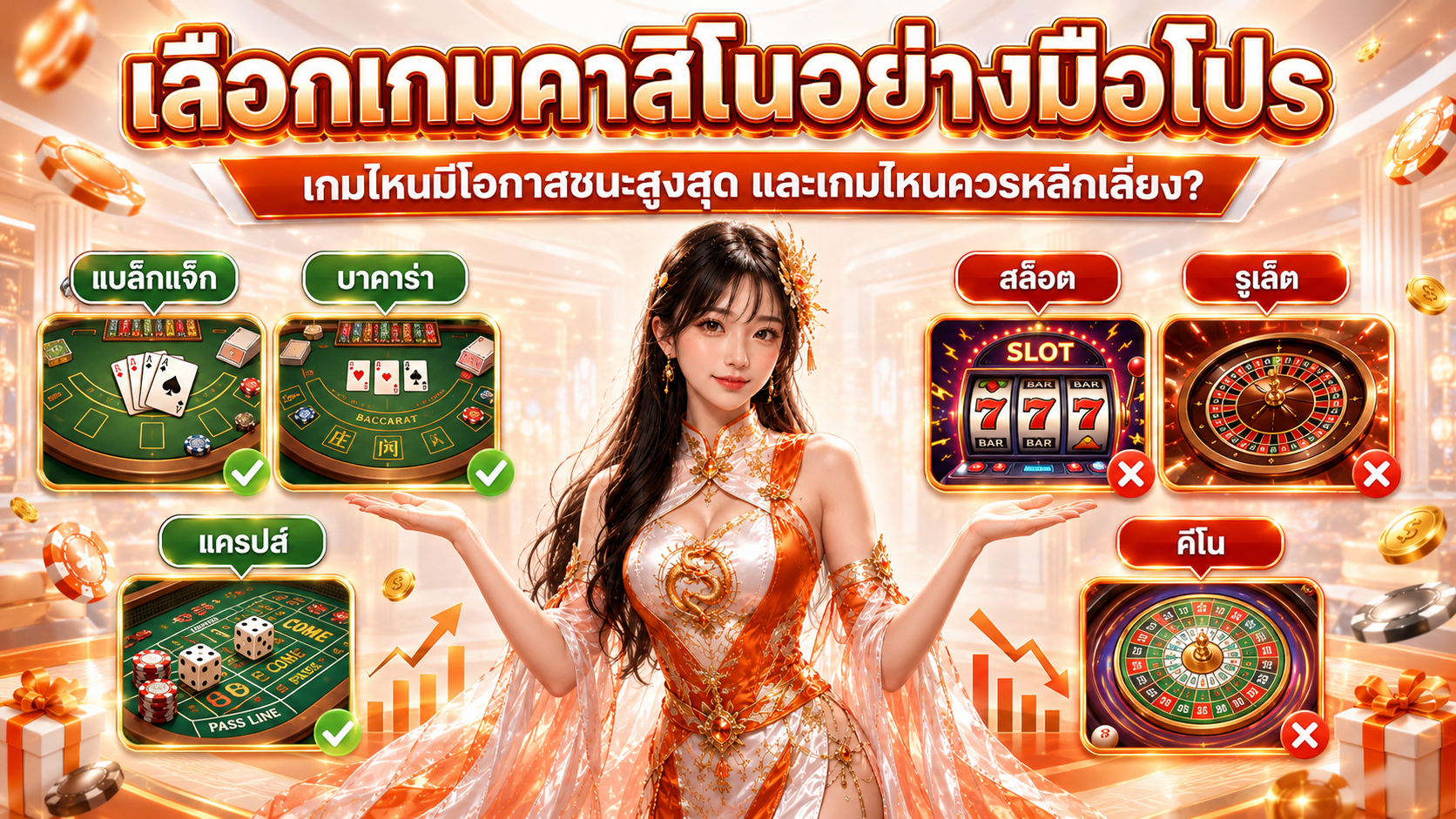คาสิโนเลือกเกมอย่างมือโปร: เกมไหนมีโอกาสชนะสูงสุด และเกมไหนควรหลีกเลี่ยง?