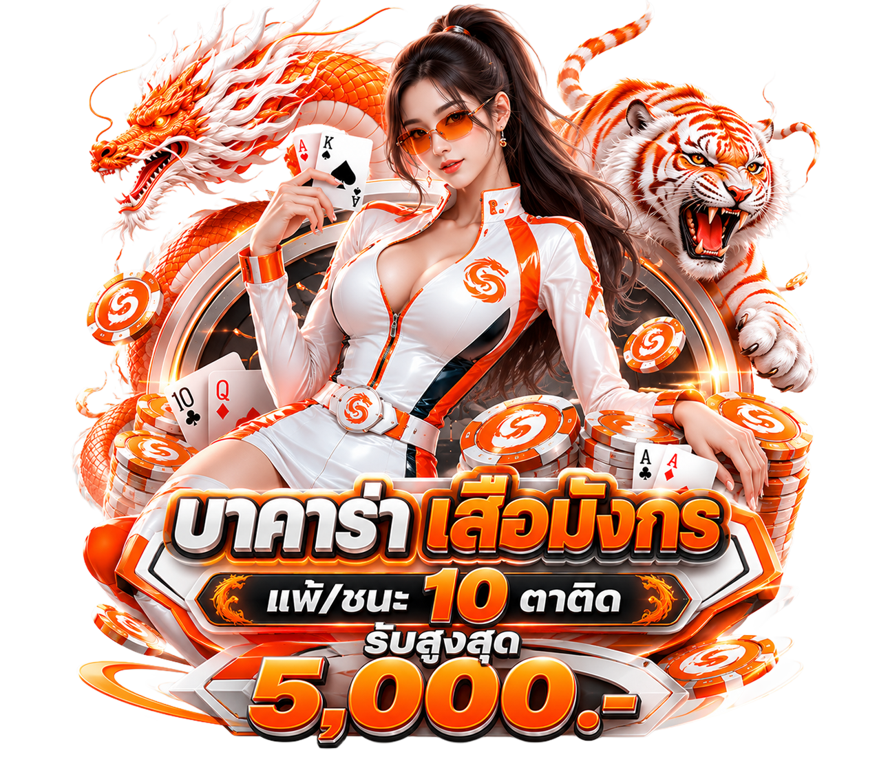 บาคาร่า เสือมังกร แพ้/ชนะ 10 ตาติด รับสูงสุด 5,000.-