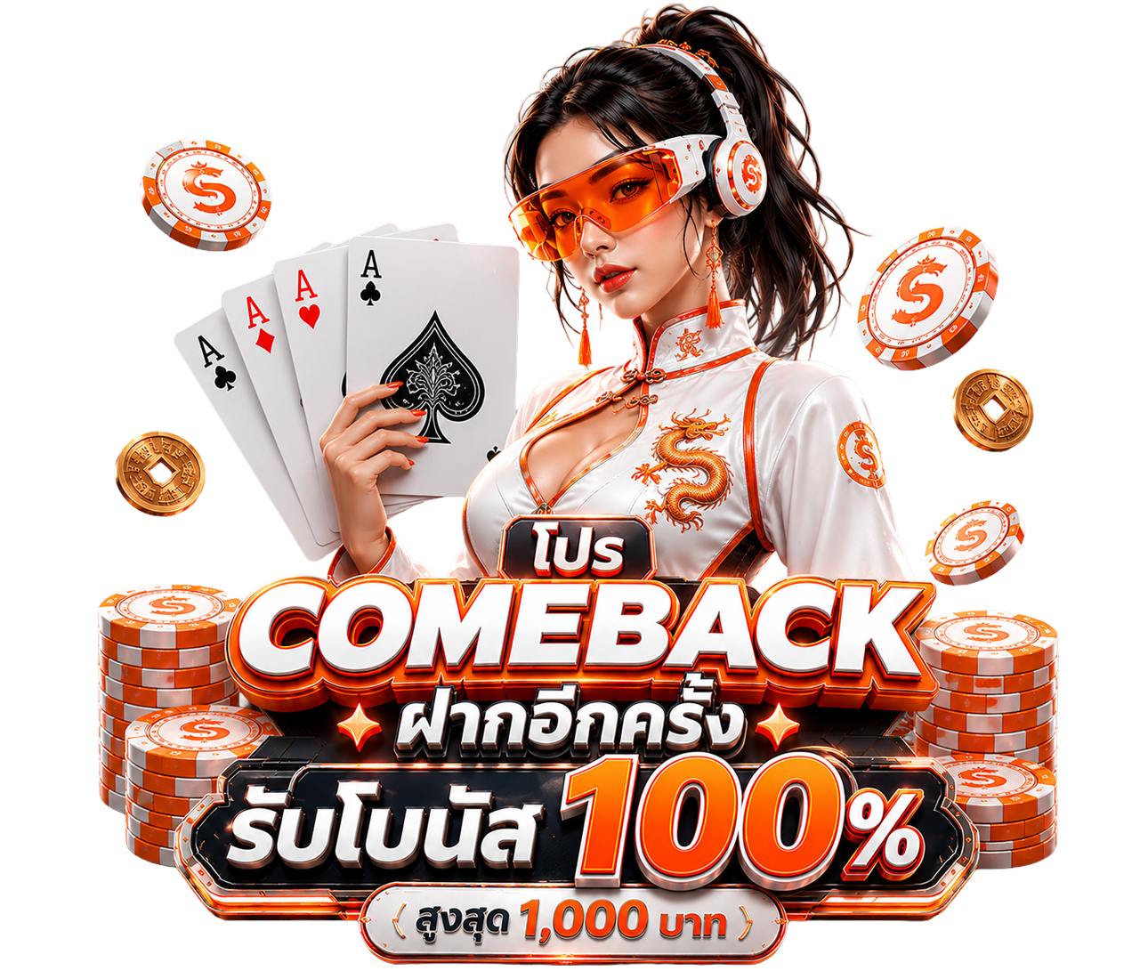 COMEBACK ฝากอีกครั้ง รับโบนัส 100% (สูงสุด 1,000  บาท)